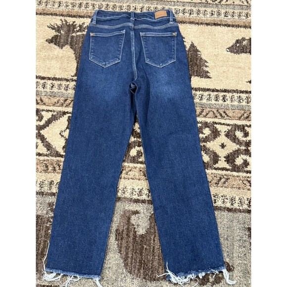 Judy Blue Women's Size 0 / 24 Jeans Cropped Straight Frayed Hem Medium Wash Blue - Picture 3 of 4